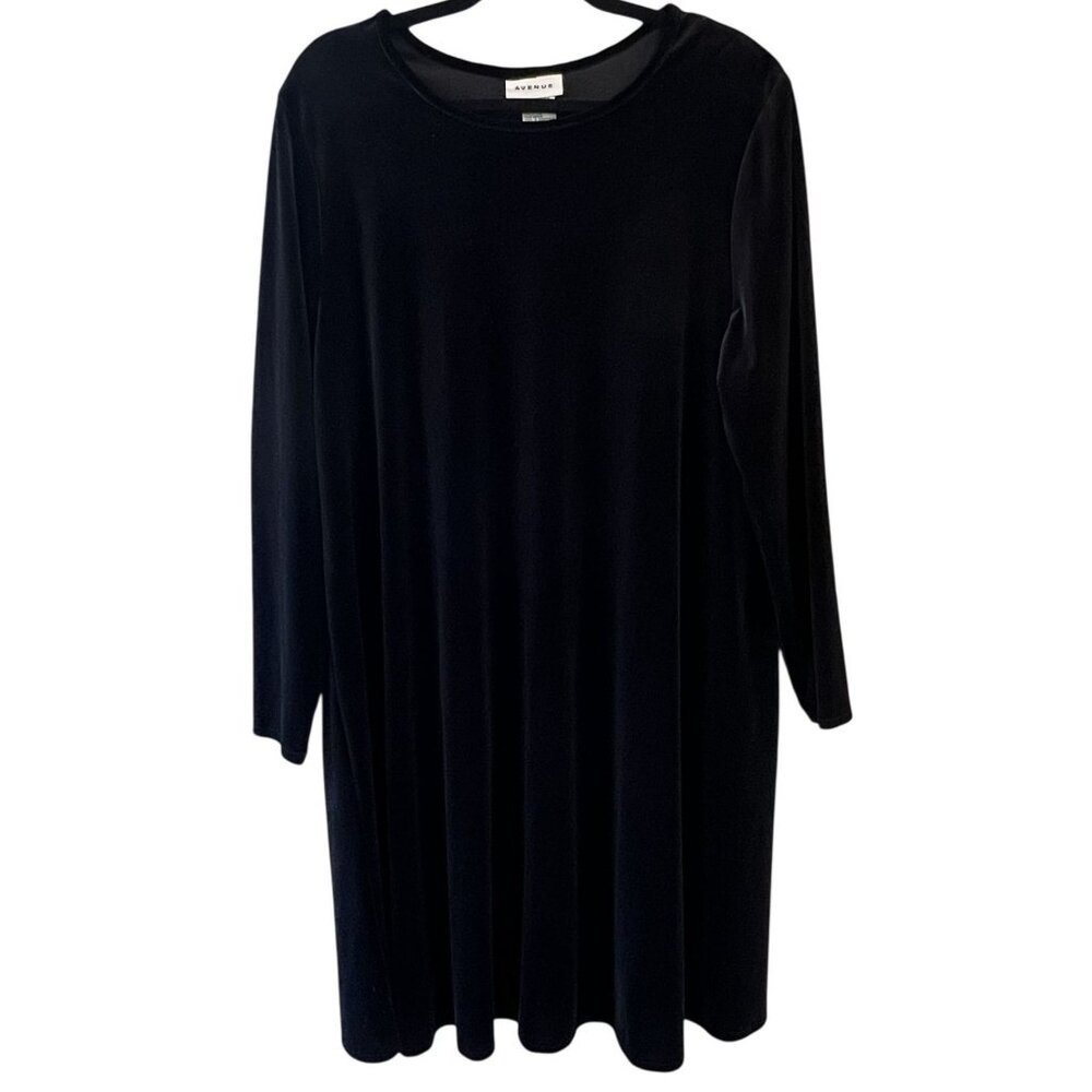 Avenue Womens Black Velvet Dress Size 14 New Old Stock Witchy Whimsy Goth